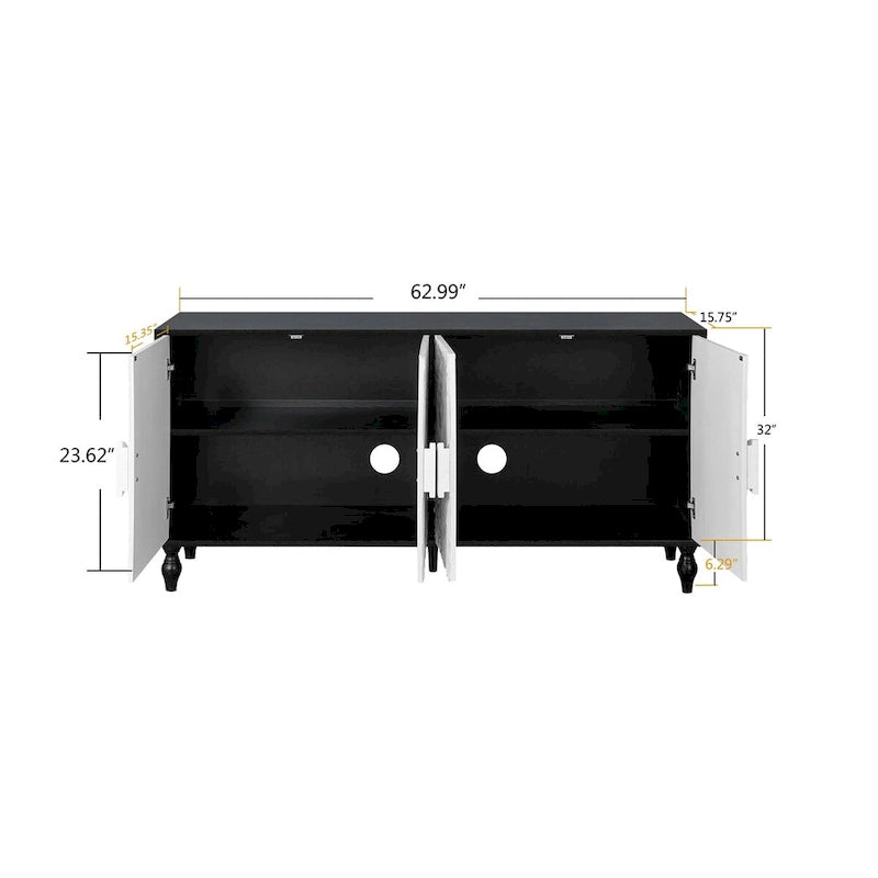 Buffet sculpté vintage noir et blanc, montage par 1 personne