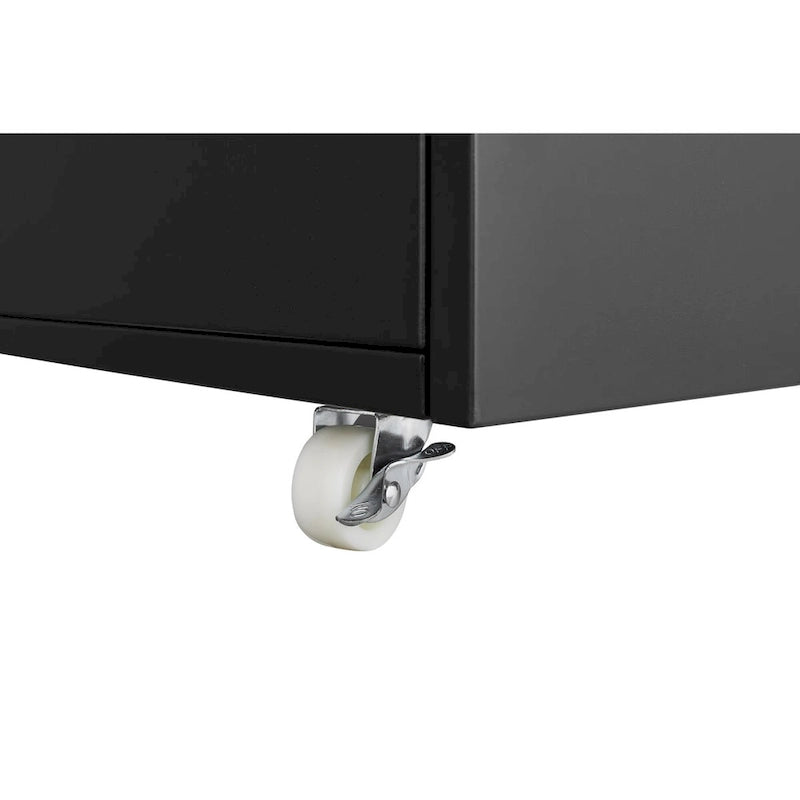 Meuble pour imprimante mobile en acier noir à 2 portes avec roulettes, utilisateur unique