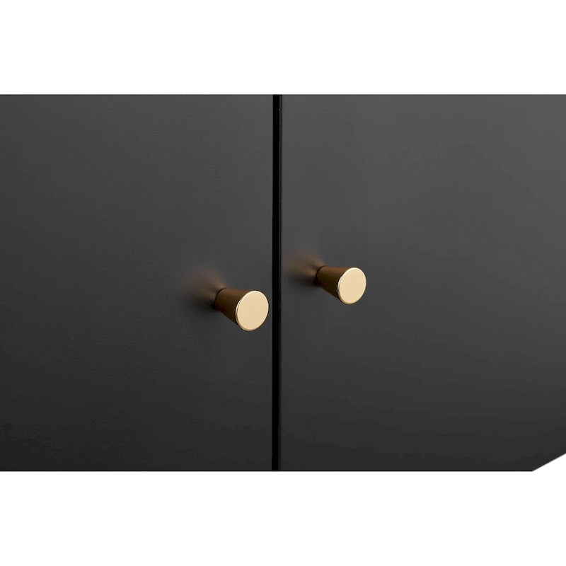 Meuble pour imprimante mobile en acier noir à 2 portes avec roulettes, utilisateur unique