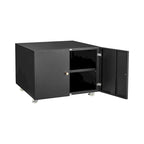Meuble pour imprimante mobile en acier noir à 2 portes avec roulettes, utilisateur unique
