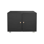 Meuble pour imprimante mobile en acier noir à 2 portes avec roulettes, utilisateur unique