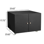 Meuble pour imprimante mobile en acier noir à 2 portes avec roulettes, utilisateur unique