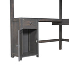 Merax Loft Bed with U-shaped Desk, Drawers and Storage Shelves