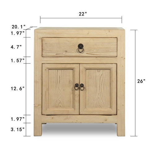 Table de chevet en bois beige avec 1 tiroir, simple