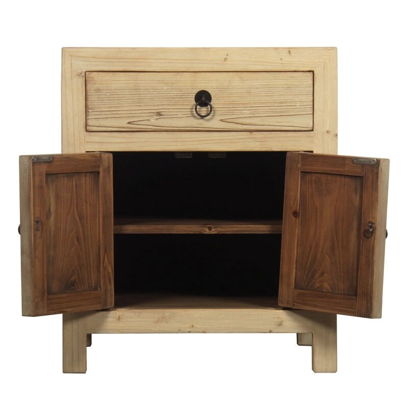 Table de chevet en bois beige avec 1 tiroir, simple
