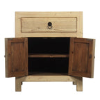Table de chevet en bois beige avec 1 tiroir, simple