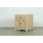 Table de chevet en bois beige avec 1 tiroir, simple