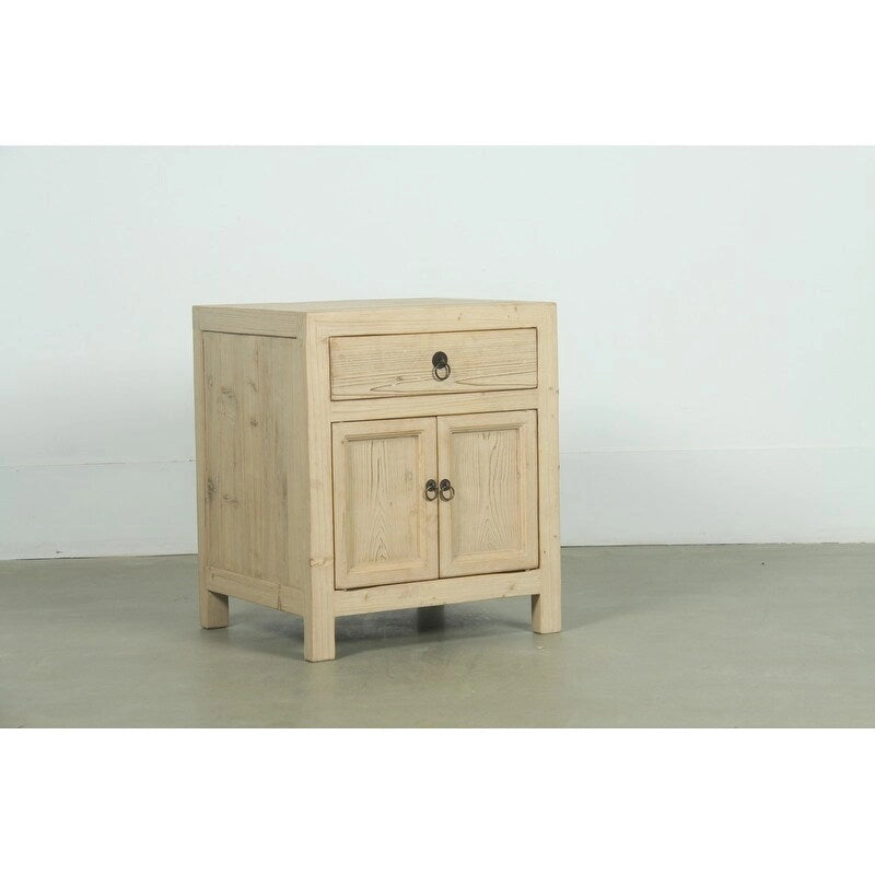 Table de chevet en bois beige avec 1 tiroir, simple