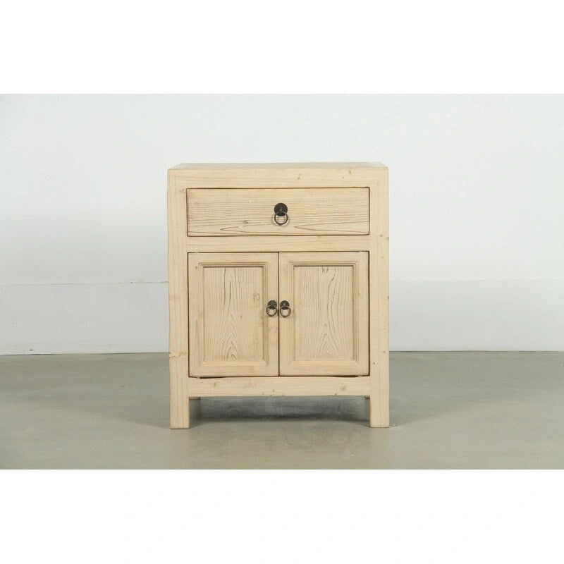 Table de chevet en bois beige avec 1 tiroir, simple