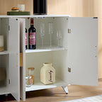 Buffet bahut blanc 4 portes avec étagères réglables