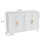 Buffet bahut blanc 4 portes avec étagères réglables