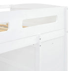 Lit mezzanine double blanc/gris avec bureau, armoire et rangement, 1 personne