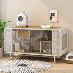 Niche pour chat moderne blanche avec verre trempé, pour 1 à 2 chats